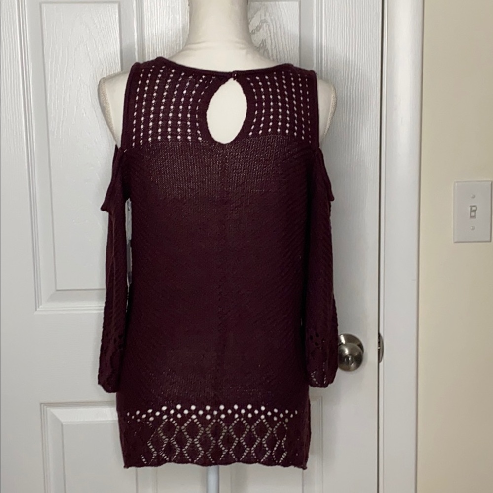 Lauren Conrad Cold Shoulder Sweater - Wine - Picture 3 of 9